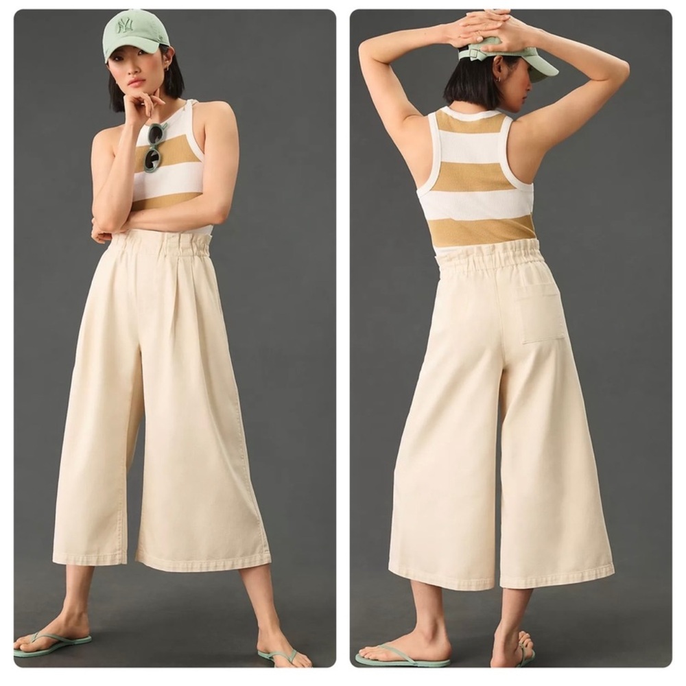 Pilcro Cream Wide Leg Jeans
